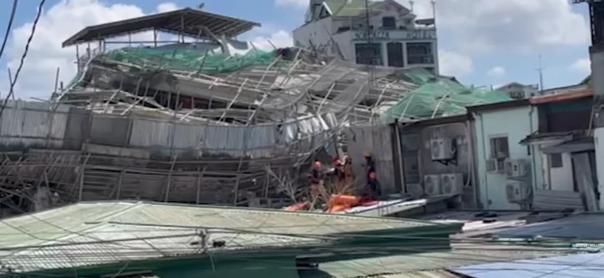 Tangkapan layar runtuhnya gedung 9 lantai di Filipina