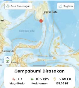 Gempa M 7,7 Guncang Filipina: Ini Daftar Wilayah Siaga Tsunami di Sulut, Sulteng, hingga Gorontalo