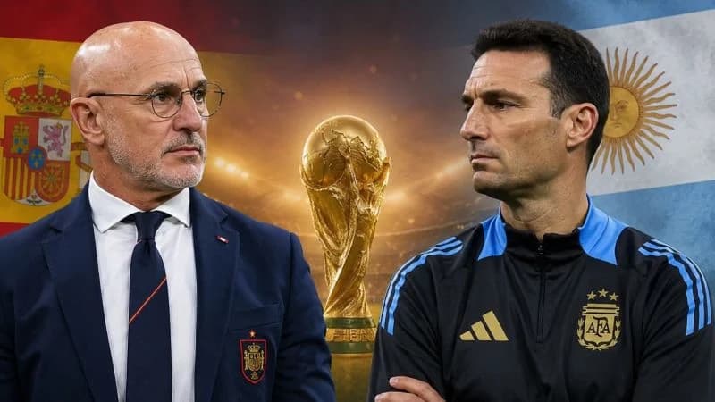 Pelatih Timnas Spanyol Luis de la Fuente dan Pelatih Timnas Argentina Lionel Scaloni. Pelatih Timnas Spanyol Luis de la Fuente dan Pelatih Timnas Argentina Lionel Scaloni.
