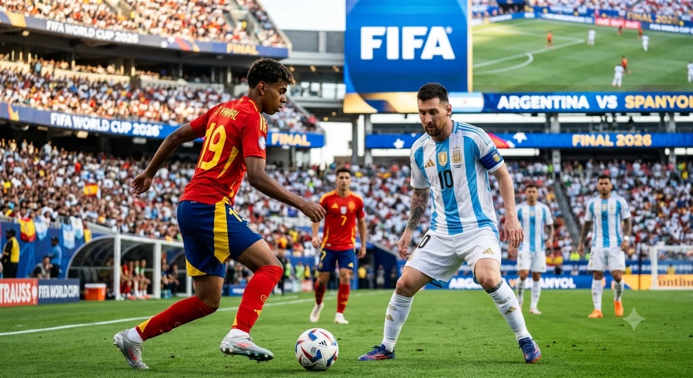 Ilustrasi Lamine Yamal vs Lionel Messi Ilustrasi Lamine Yamal vs Lionel Messi