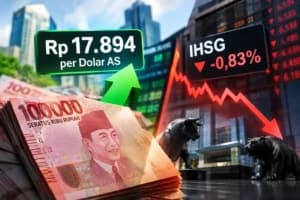 Rupiah Ditutup Menguat ke Rp17.894 per Dolar AS, Tapi IHSG Merosot 0,83 Persen