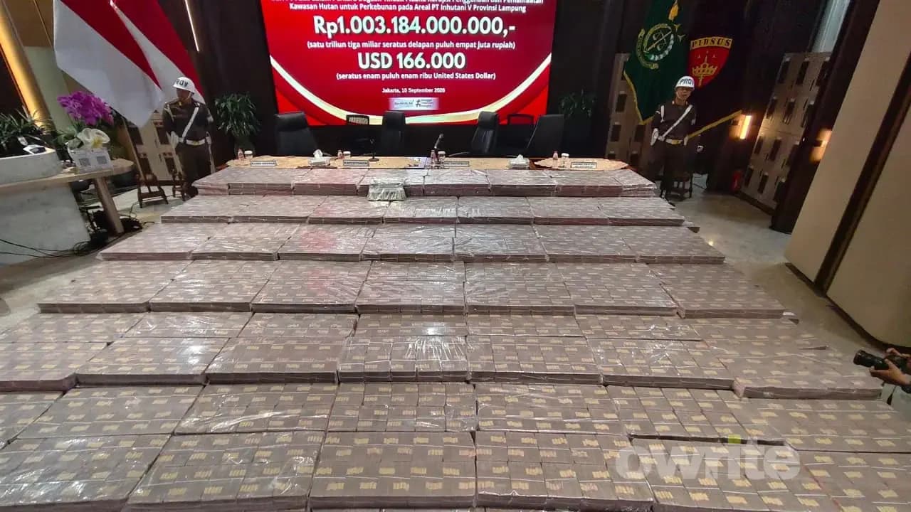 Kejagung menyita uang Rp1 triliun dan 166.000 Dolar Amerika dari kasus penyerobotan lahan milik Inhutani oleh PT PSMI. (Sumber: Owrite/Rahmat Baihaqi)