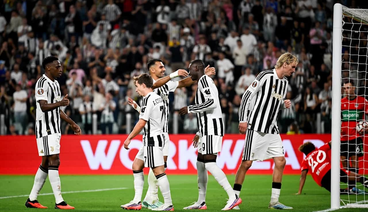 Pemain Juventus merayakan gol ke gawang NEC Nijmegen pada pertandingan Liga Europa, 17 September 2026.