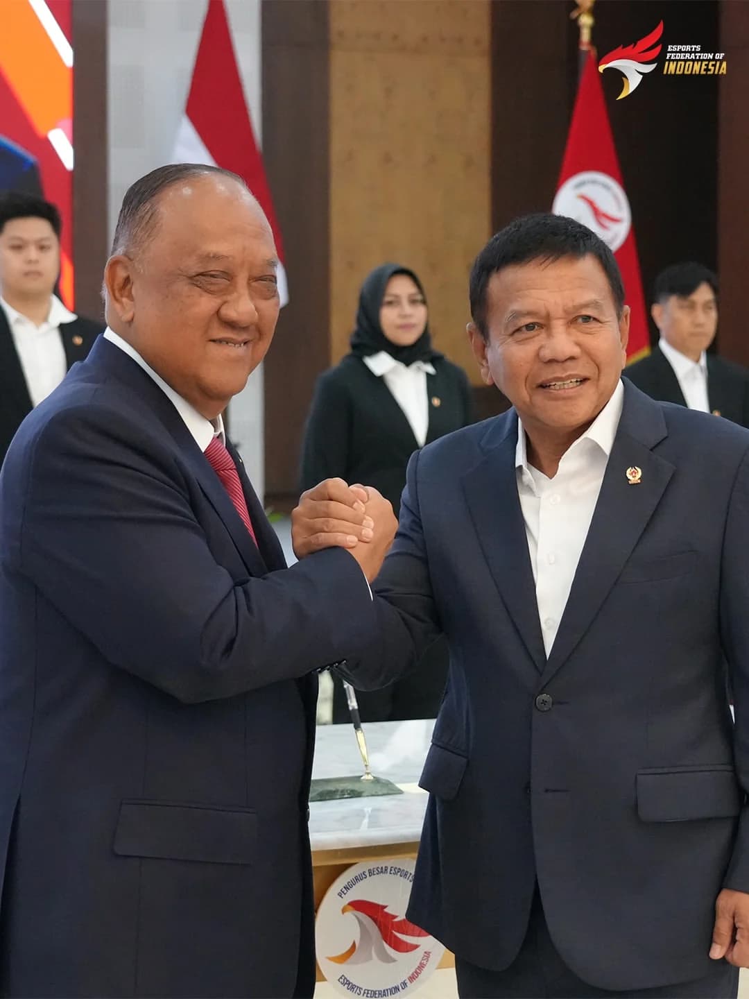 Pelantikan Jenderal TNI (Purn.) Muhammad Herindra sebagai Ketua Umum PBESI 2026-2030.