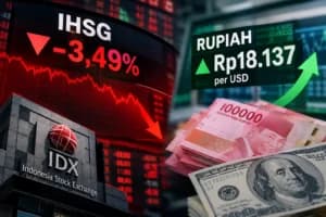 IHSG Ditutup Amblas 3,49 Persen, Rupiah Menguat Rp18.137 per Dolar AS