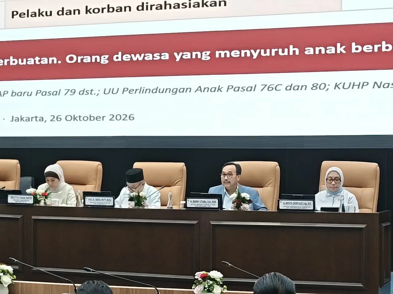 Abdul Mu’ti dalam diskusi publik bertajuk “Darurat Perundungan di Sekolah” di Gedung Nusantara DPR/MPR RI, Senayan, Jakarta Pusat.