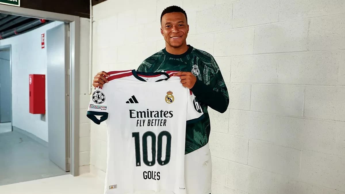 Penyerang Real Madrid Kylian Mbappe.