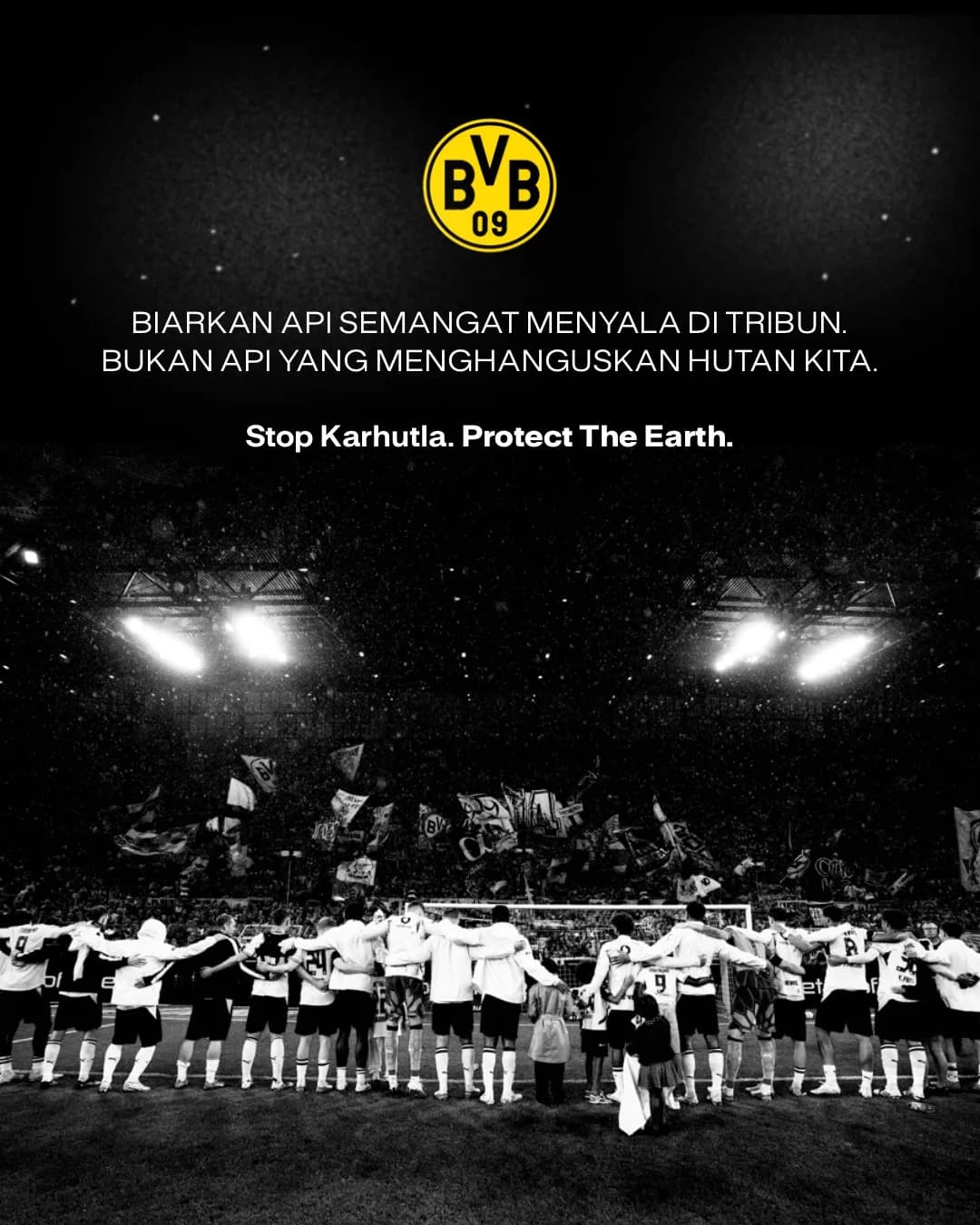 Pesan yang disampaikan, Sepak bola menyatukan kita, dan alam adalah rumah kita bersama. Lindungi alam, lindungi masa depan