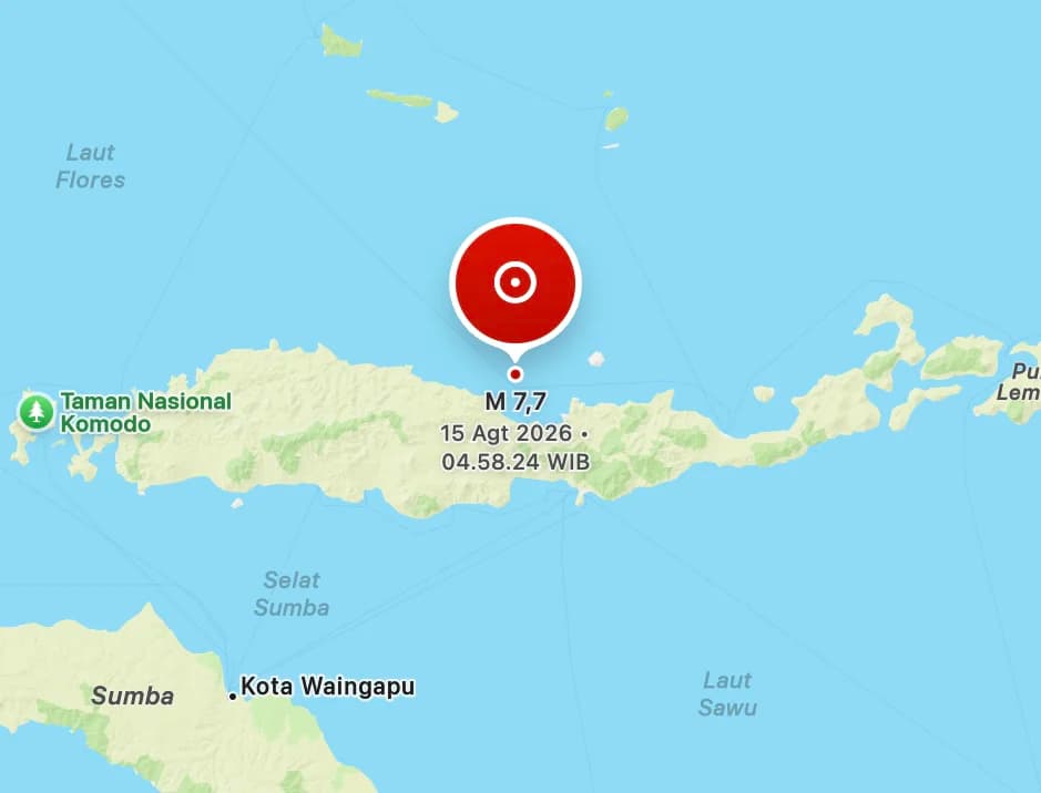 Gempa Bumi 7,7 Magnitudo Guncang Nagekeo, NTT. (Sumber: BMKG)