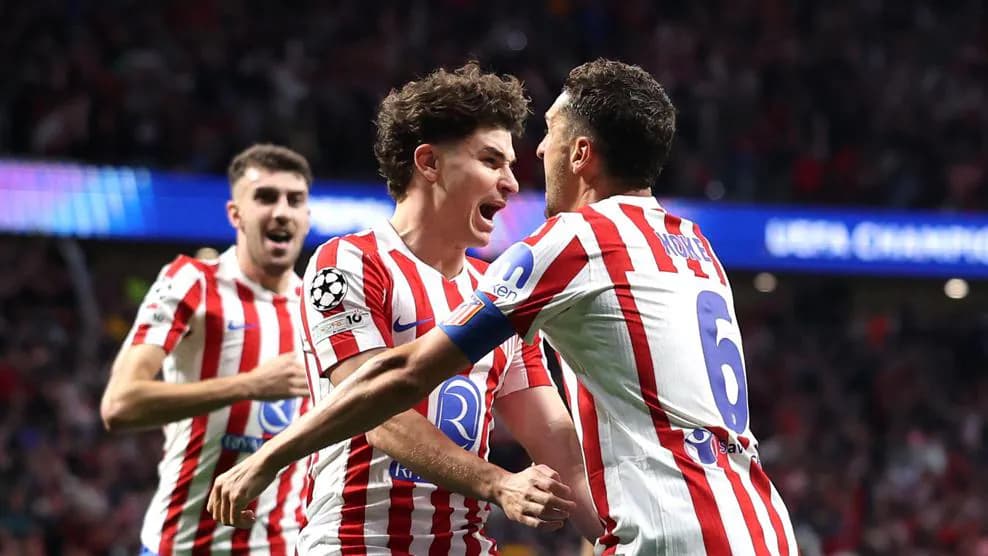 Selebrasi pemain Atletico Madrid usai membawa hasil imbang melawan Arsenal Selebrasi pemain Atletico Madrid usai membawa hasil imbang melawan Arsenal