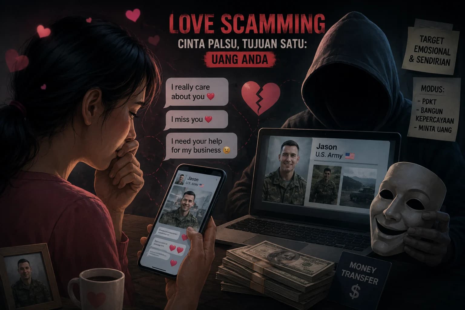 Gambar ilustrasi love scamming Gambar ilustrasi love scamming