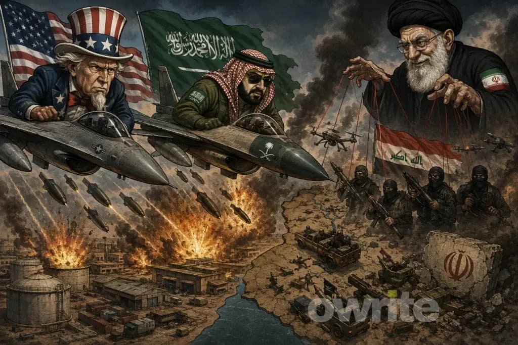 Ilustrasi Amerika Serikat dan Arab Saudi serang sekutu Iran. Ilustrasi Amerika Serikat dan Arab Saudi serang sekutu Iran.
