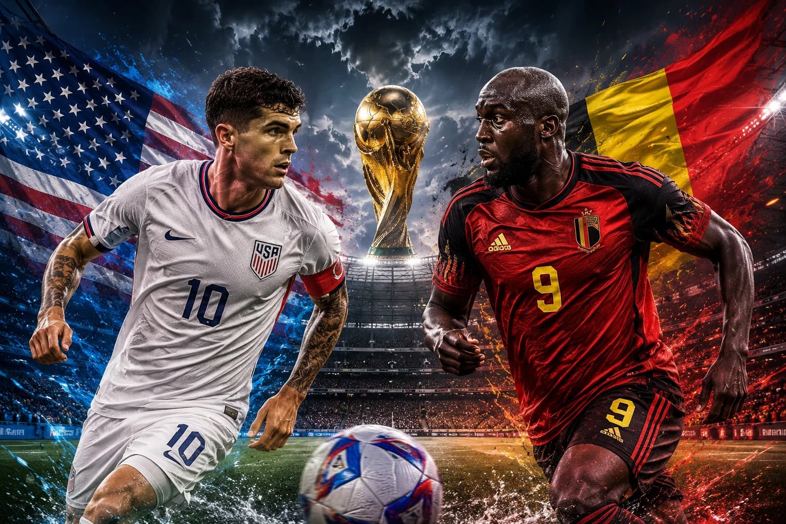 Christian Pulisic vs Romelu Lukaku dalam babak 16 besar Piala Dunia 2026. Christian Pulisic vs Romelu Lukaku dalam babak 16 besar Piala Dunia 2026.