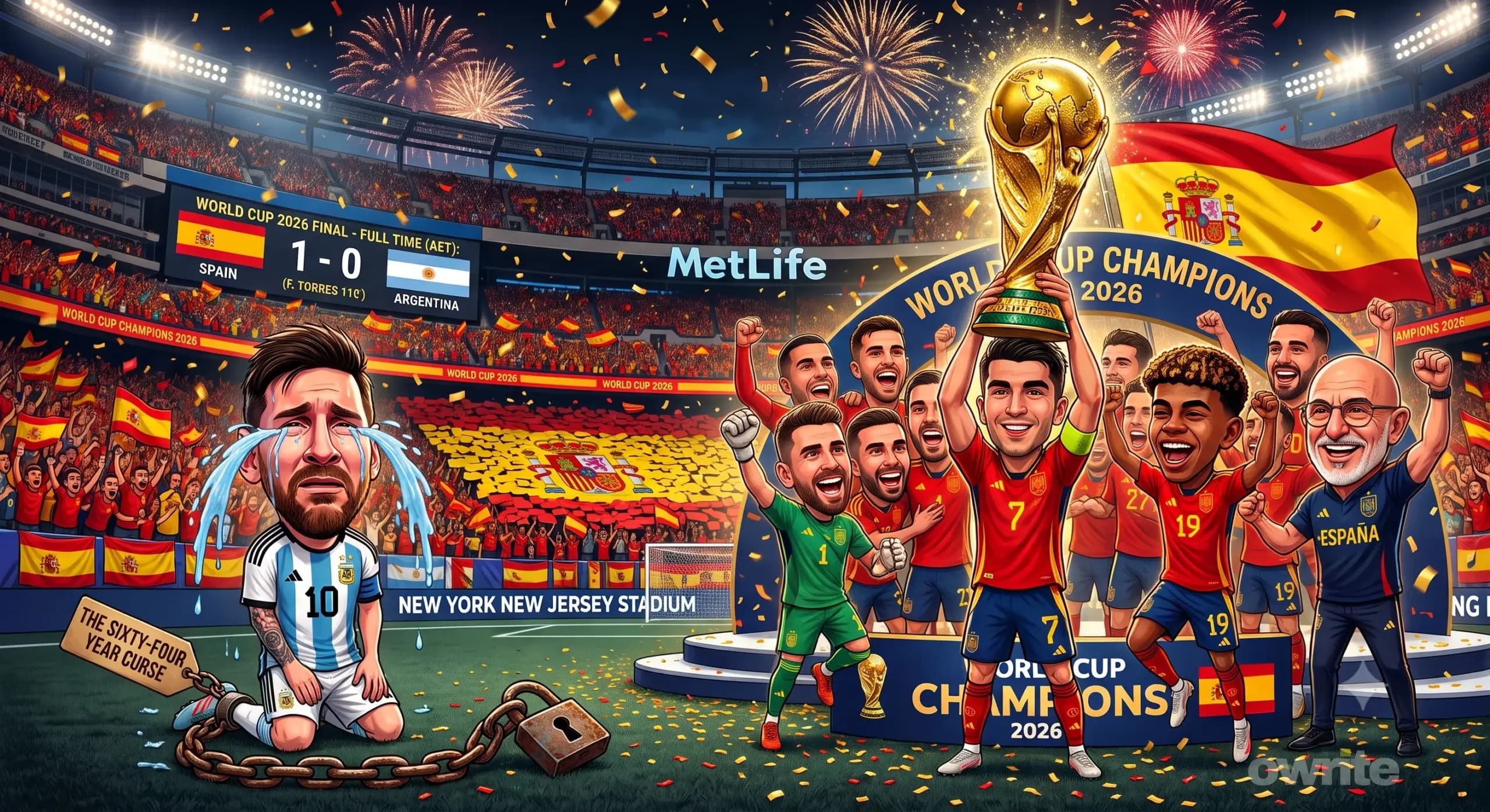 Kemenangan Timnas Spanyol atas Argentina dalam final Piala Dunia 2026. Kemenangan Timnas Spanyol atas Argentina dalam final Piala Dunia 2026.