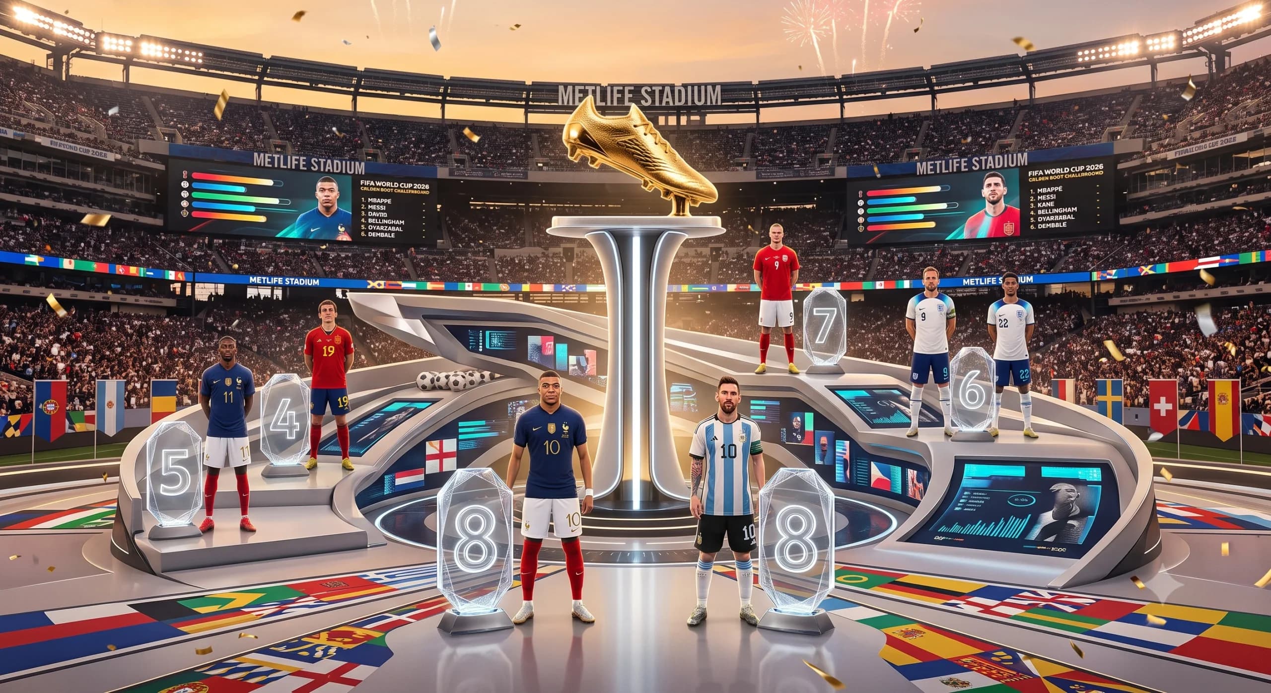 Ilustrasi perebutan Sepatu Emas Piala Dunia 2026. Ilustrasi perebutan Sepatu Emas Piala Dunia 2026.