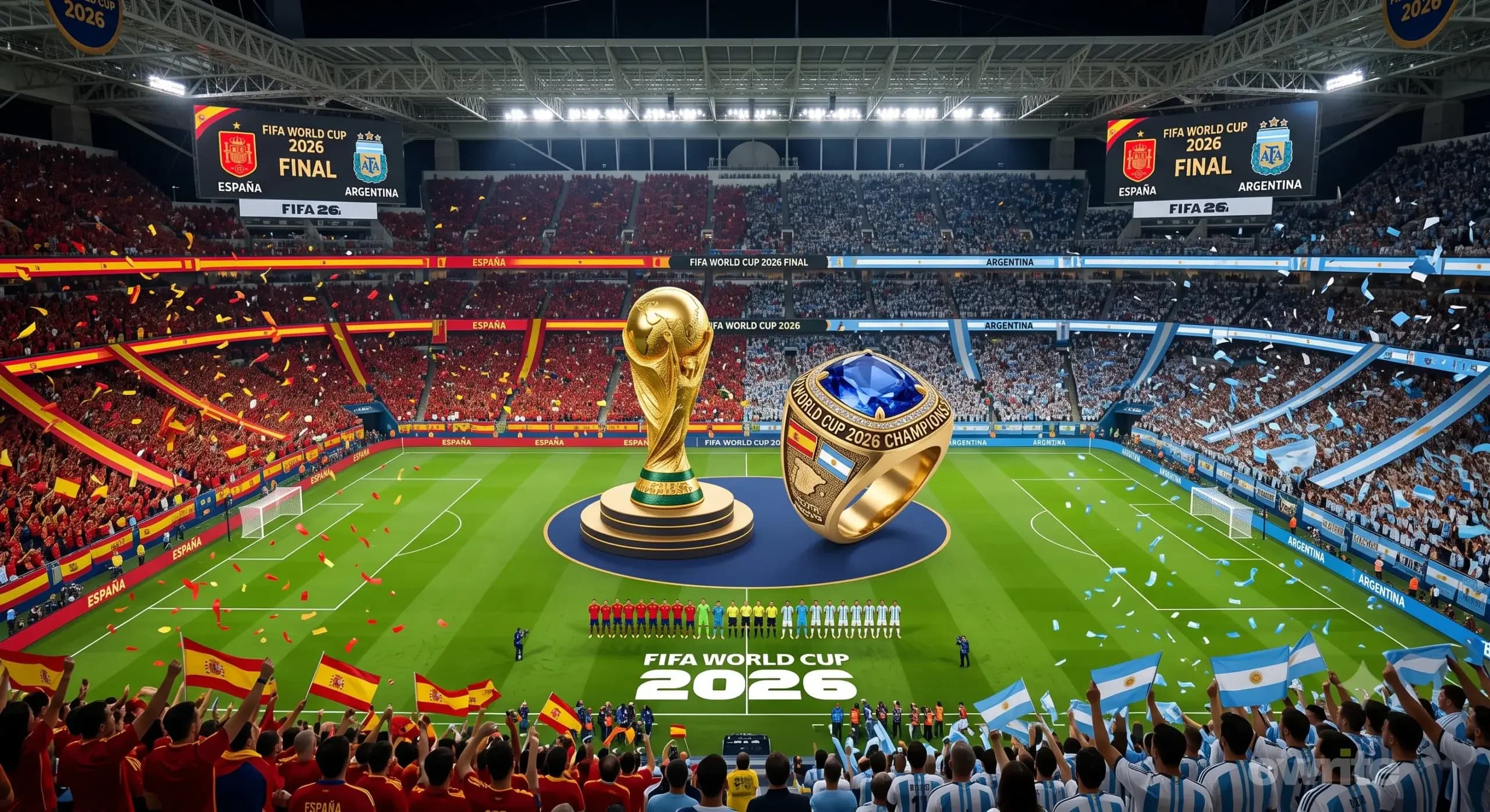 Ilustrasi babak final Piala Dunia 2026. Ilustrasi babak final Piala Dunia 2026.