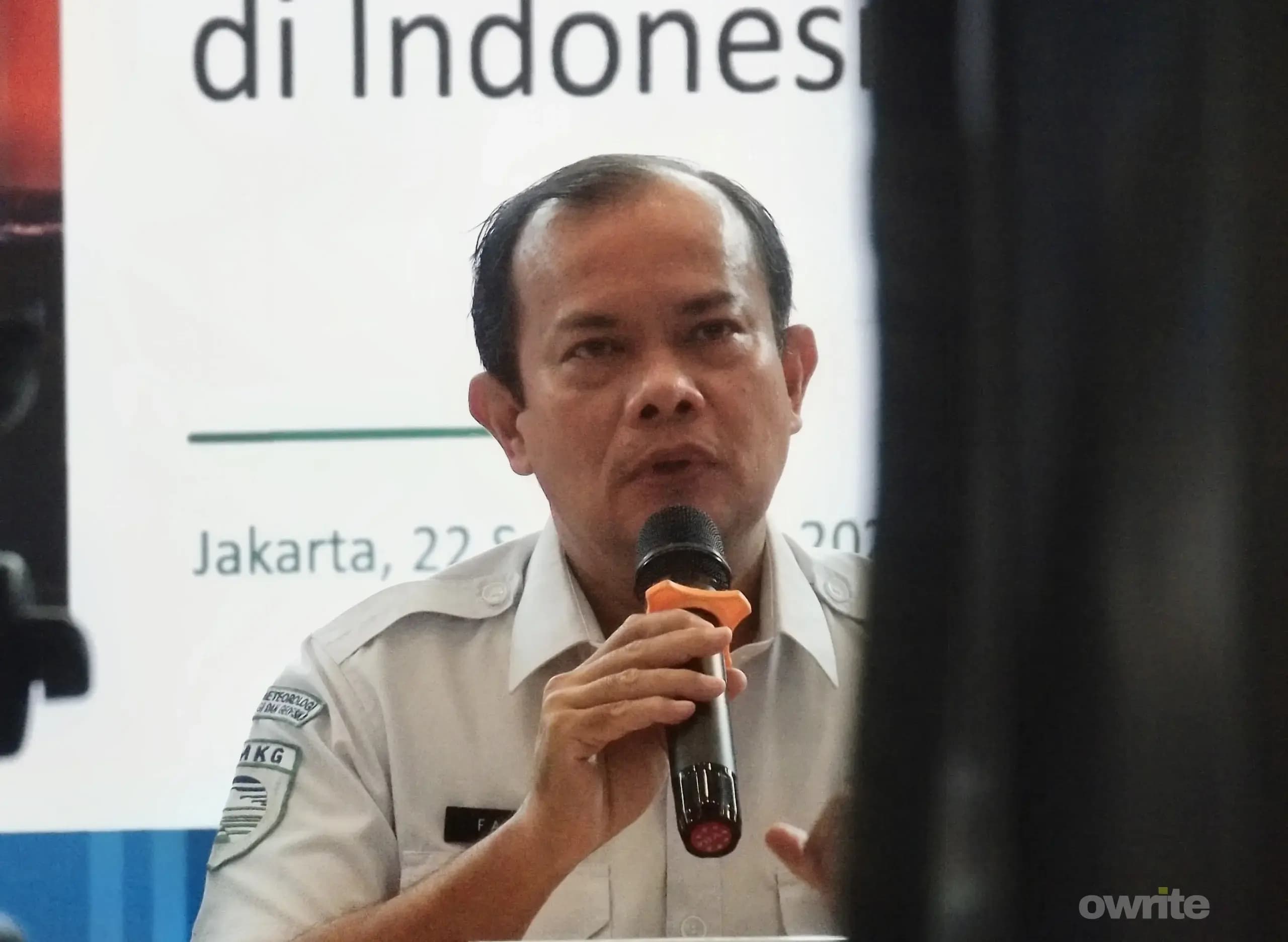Kepala BKG Teuku Faisal Fathani dalam konferensi pers di kantor BMKG, Jakarta Pusat, Selasa, 22 September 2026. Kepala BKG Teuku Faisal Fathani dalam konferensi pers di kantor BMKG, Jakarta Pusat, Selasa, 22 September 2026.