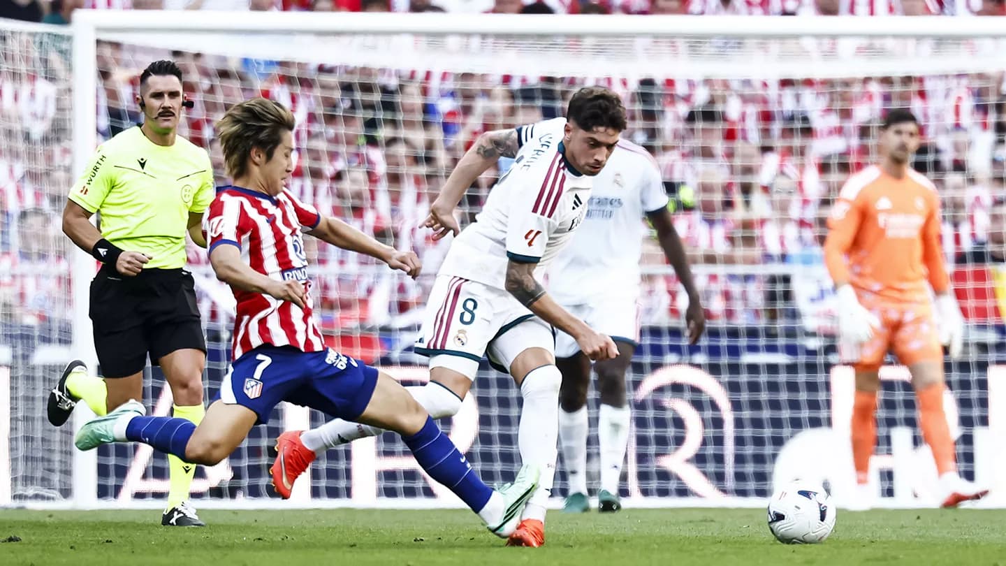 Pemain Real Madrid Valverde dalam derbi melawan Atletico, Minggu, 20 September 2026, di Stadion Metropolitano. Pemain Real Madrid Valverde dalam derbi melawan Atletico, Minggu, 20 September 2026, di Stadion Metropolitano.