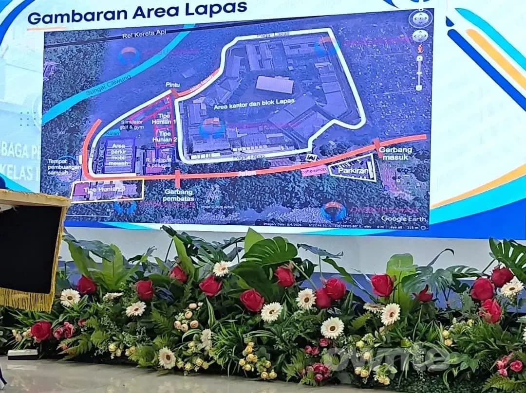 Ombudsman menampilkan peta letak fasilitas mewah di Lapas Kelas IIA Cibinong, Bogor, Jawa Barat, 24 September 2026. Ombudsman menampilkan peta letak fasilitas mewah di Lapas Kelas IIA Cibinong, Bogor, Jawa Barat, 24 September 2026.