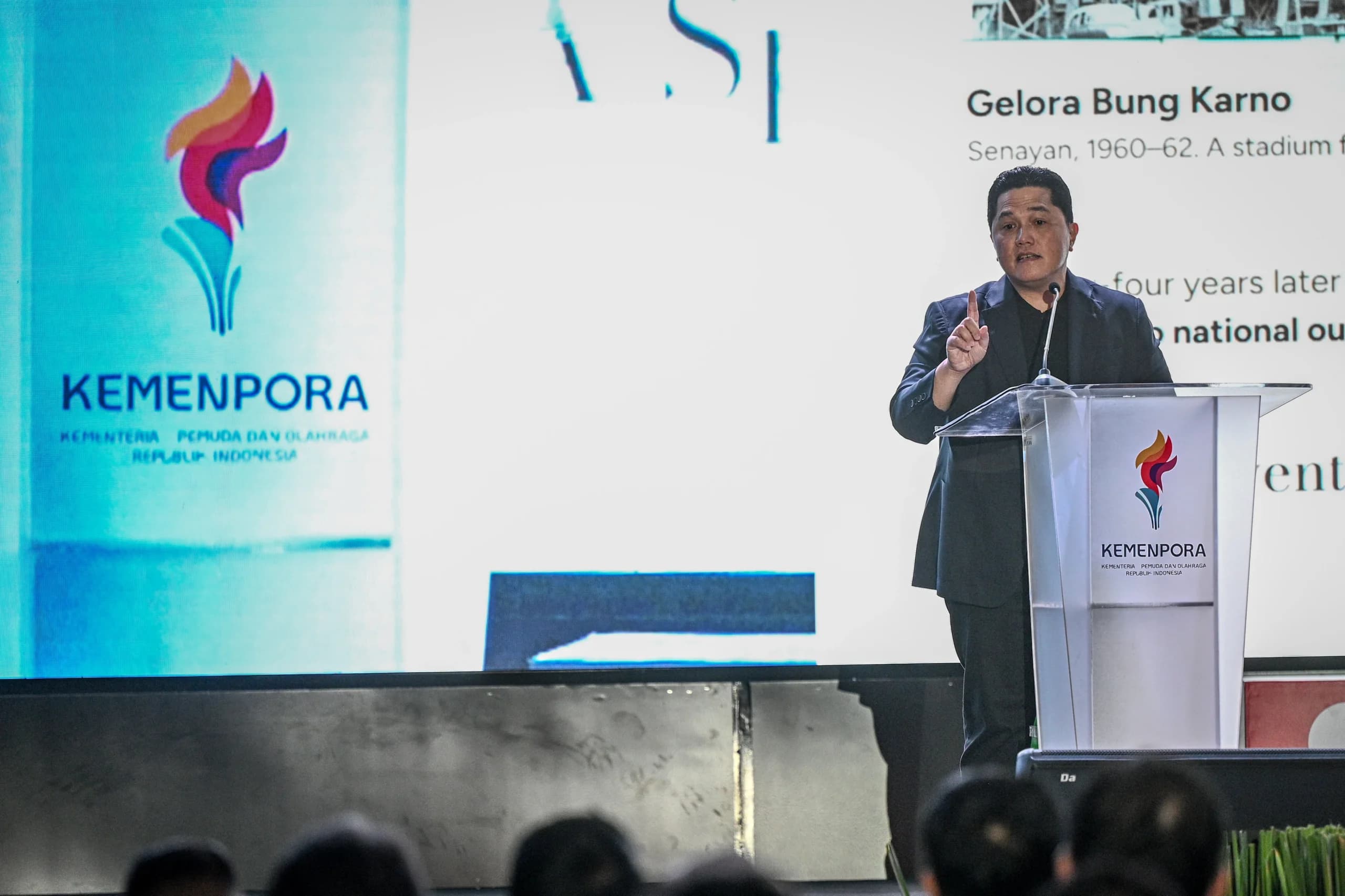 Menpora Erick Thohir memberikan sambutan saat pembukaan Indonesia Sports Summit 2026 di Jakarta International Convention Center (JICC), Jakarta Menpora Erick Thohir memberikan sambutan saat pembukaan Indonesia Sports Summit 2026 di Jakarta International Convention Center (JICC), Jakarta