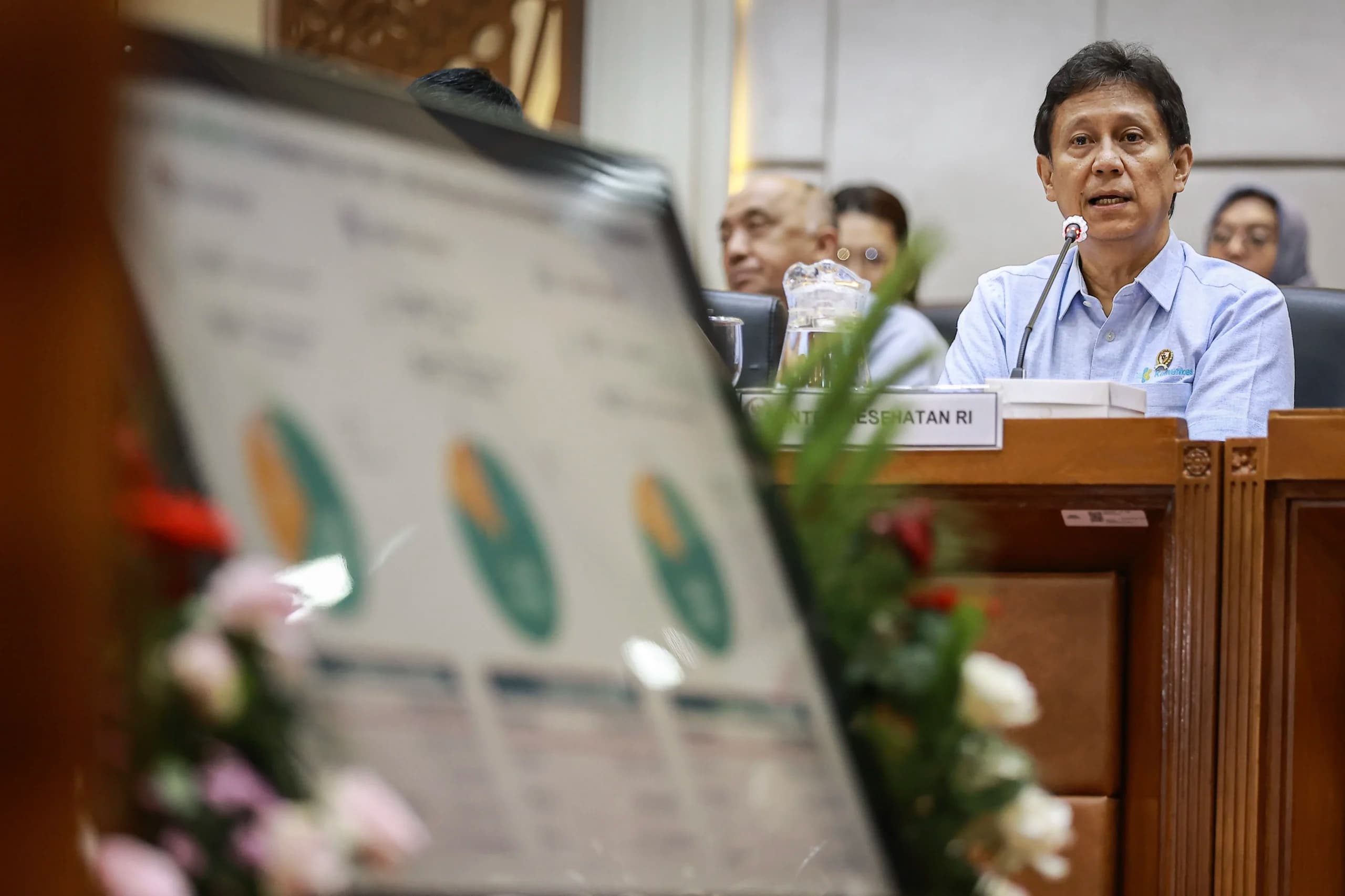 Menteri Kesehatan Budi Gunadi Sadikin menyampaikan paparan dalam rapat kerja dengan Komisi IX DPR di Kompleks Parlemen, Senayan, Jakarta, Senin (14/9/2026). Menteri Kesehatan Budi Gunadi Sadikin menyampaikan paparan dalam rapat kerja dengan Komisi IX DPR di Kompleks Parlemen, Senayan, Jakarta, Senin (14/9/2026).