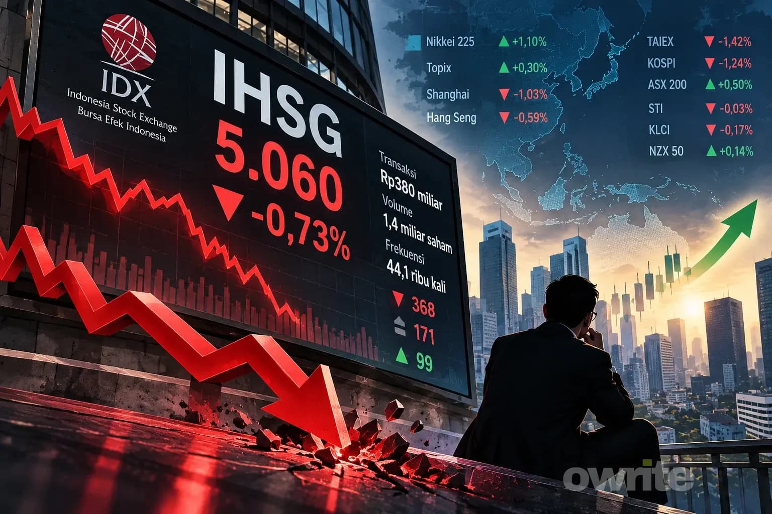 Ilustrasi IHSG terpuruk. Ilustrasi IHSG terpuruk.