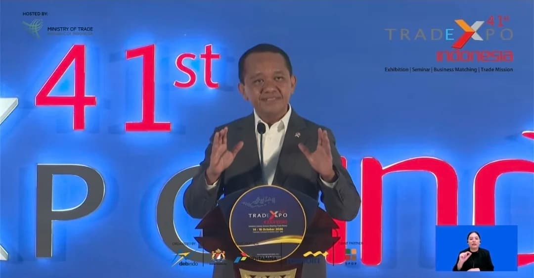 Menteri ESDM Bahlil Lahadalia dalam pidatonya di Trade Expo Indonesia ke-41, ICE BSD, Tangerang, Rabu, 14 Oktober 2026. (Sumber: Youtube Kementerian Perdagangan) Menteri ESDM Bahlil Lahadalia dalam pidatonya di Trade Expo Indonesia ke-41, ICE BSD, Tangerang, Rabu, 14 Oktober 2026. (Sumber: Youtube Kementerian Perdagangan)