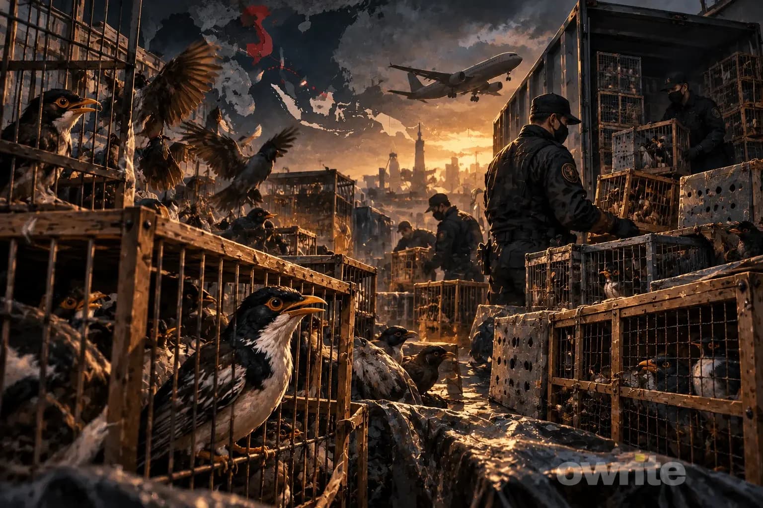 Ilustrasi penggerebekan penyelundupan burung. Ilustrasi penggerebekan penyelundupan burung.
