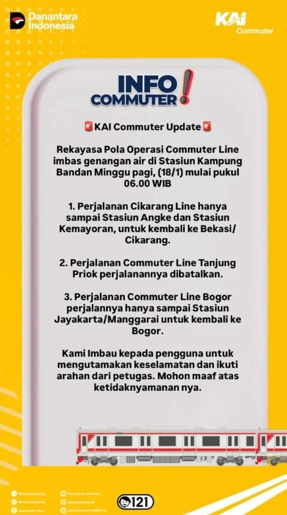 Info Commuter. (Sumber: IG @commuterline) Info Commuter. (Sumber: IG @commuterline)