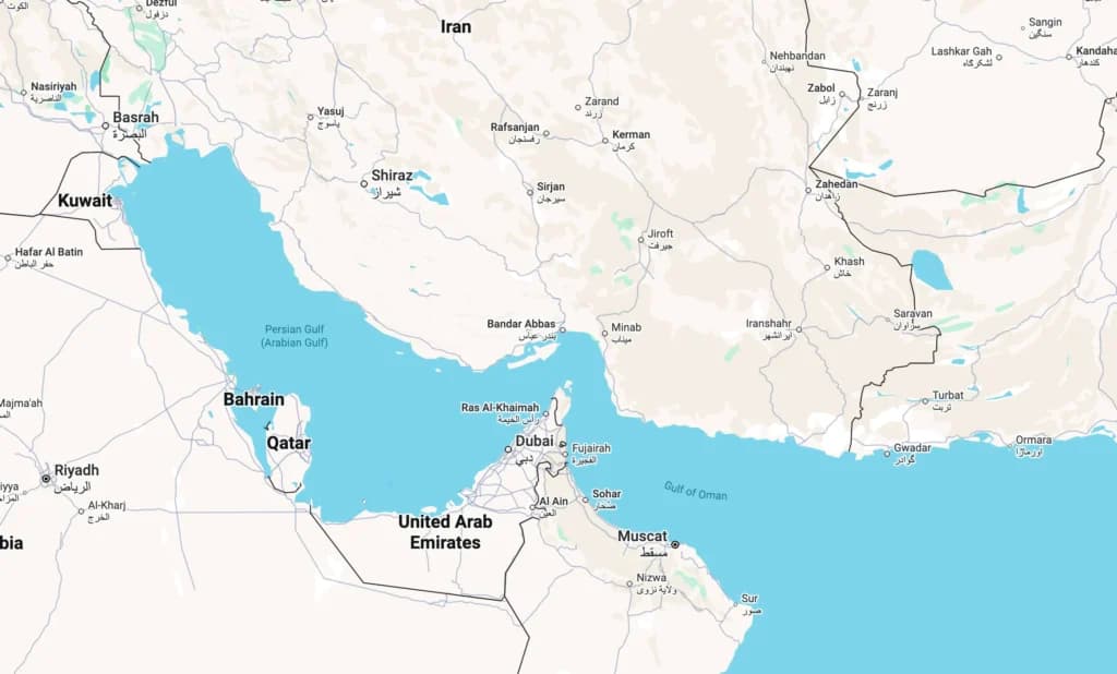 Peta Selat Hormuz Iran. (Sumber: Google Map) Peta Selat Hormuz Iran. (Sumber: Google Map)