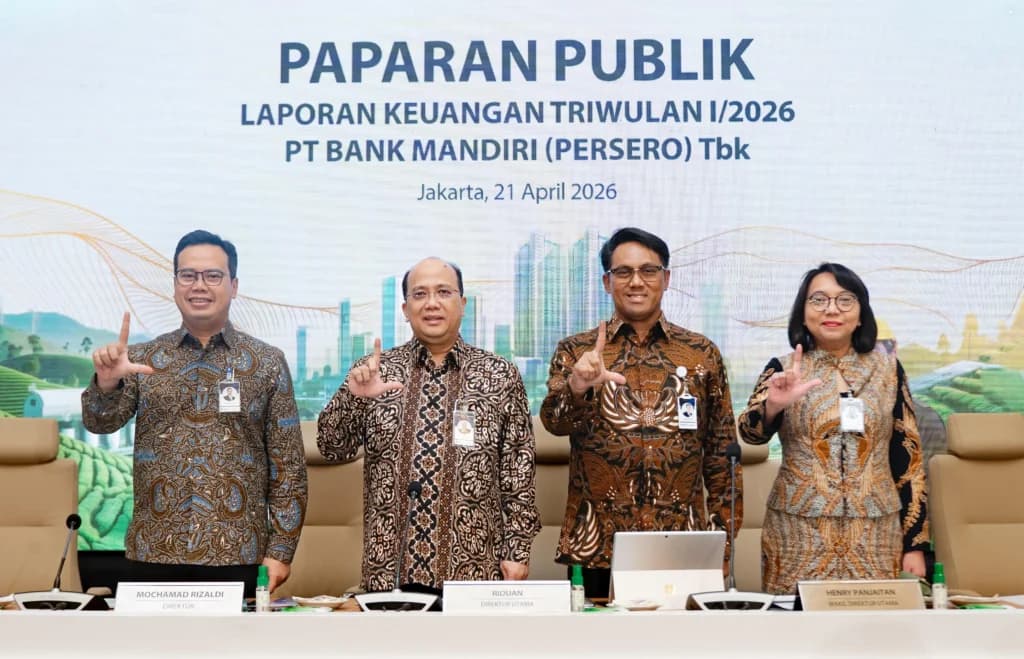 Konferensi pers laporan keuangan Bank Mandiri kuartal I-2026 (sumber: Bank Mandiri) Konferensi pers laporan keuangan Bank Mandiri kuartal I-2026 (sumber: Bank Mandiri)