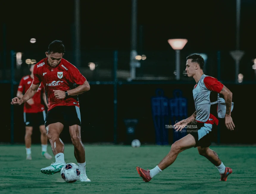 RIzky Ridho saat latihan bersama Timnas Indonesia