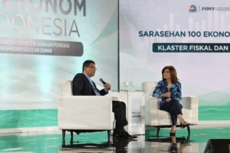 Menteri Keuangan, Purbaya Yudhi Sadewa di acara Sarasehan 100 Ekonom Indonesia