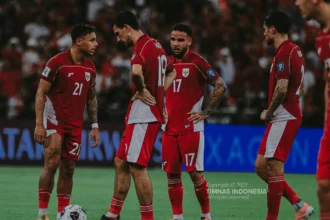 Skuad Timnas Indonesia saat berhadapan dengan Irak, Minggu (12/10/2025)