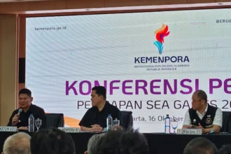 Erick Thohir saat konferensi pers soal SEA Games 2025