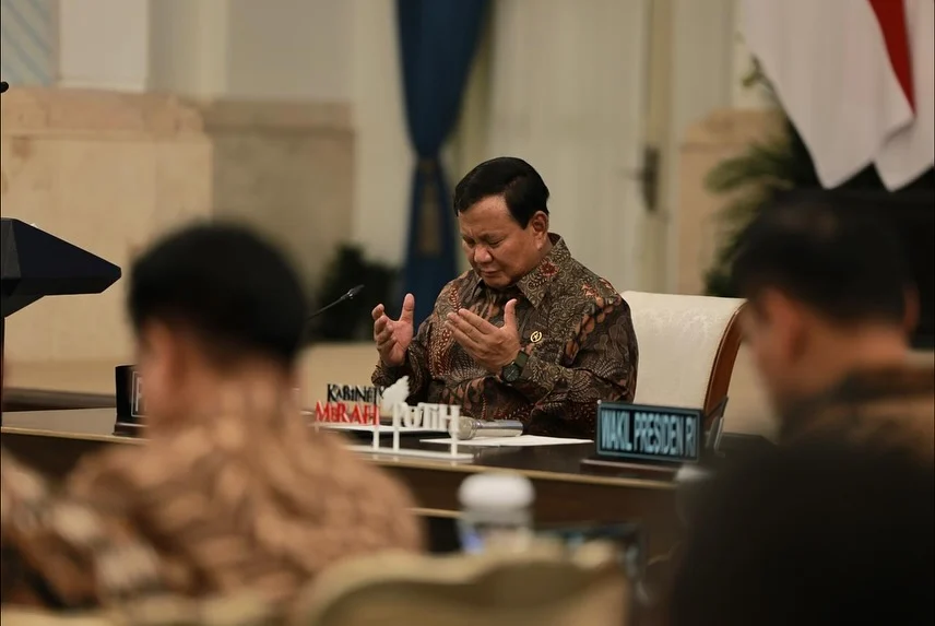 Presiden Prabowo Subianto saat Sidang Kabinet Paripurna di Istana Negara