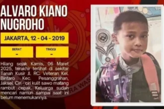 Postingan anak hilang yang berusia enam tahun bernama Alvaro Kiano Nugroho.