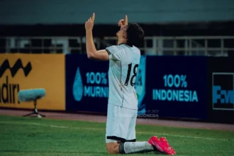 Selebrasi penyerang Timnas Indonesia U-22, Mauro Zijlstra
