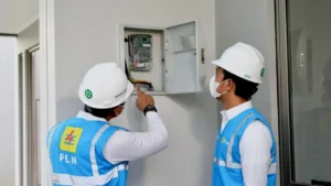 Ilustrasi Petugas PLN saat mengecek meteran Listrik