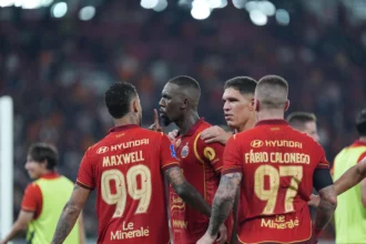 Selebrasi pemain Persija usai mencetak gol lawan Bhayangkara FC