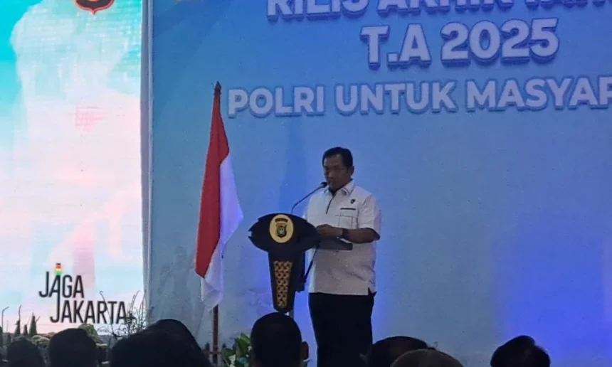 Dirkrimum Polda Metro Jaya, Kombes Pol Iman Imannuddin dalam rilis akhir tahun (RAT) 2025 di Polda Metro Jaya.