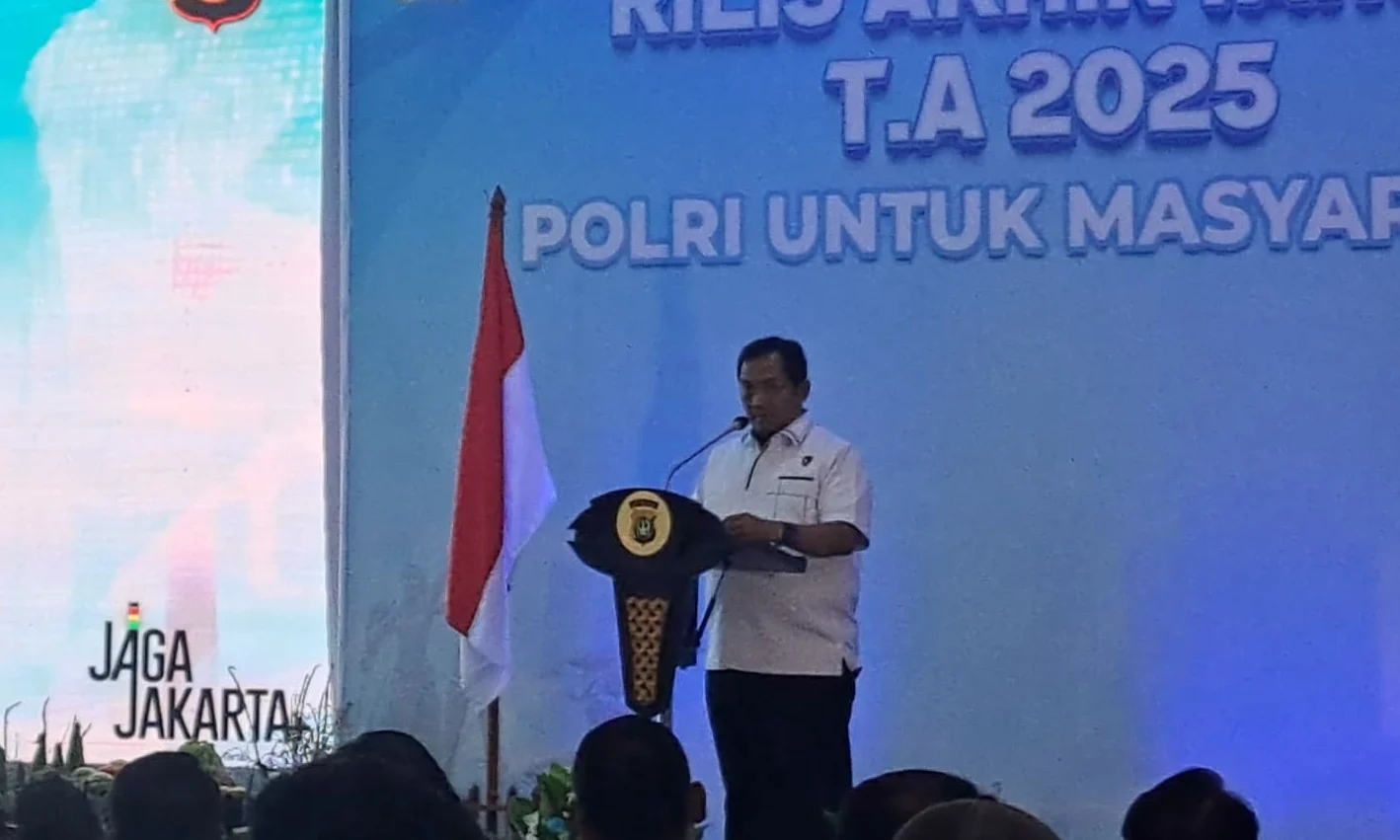 Dirkrimum Polda Metro Jaya, Kombes Pol Iman Imannuddin dalam rilis akhir tahun (RAT) 2025 di Polda Metro Jaya.