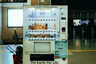 Ilustrasi Minuman Berpemanis dalam Vending Machine.