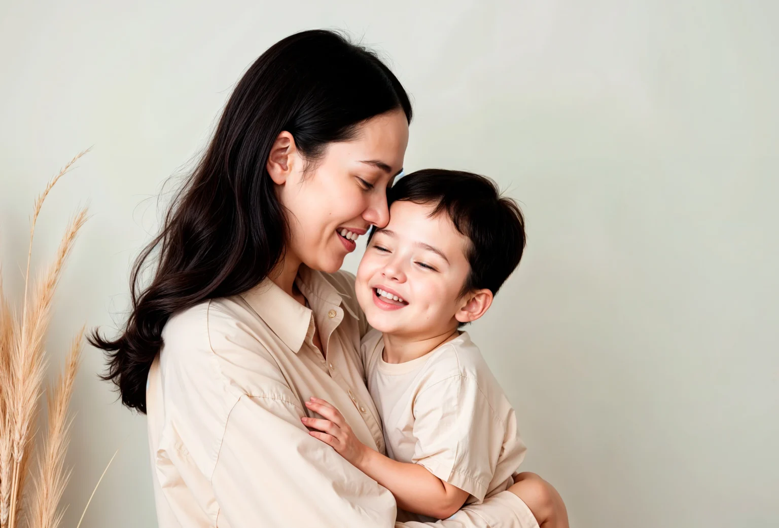Seorang Ibu mengendong anaknya