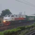 Kereta jarak jauh saat melintas