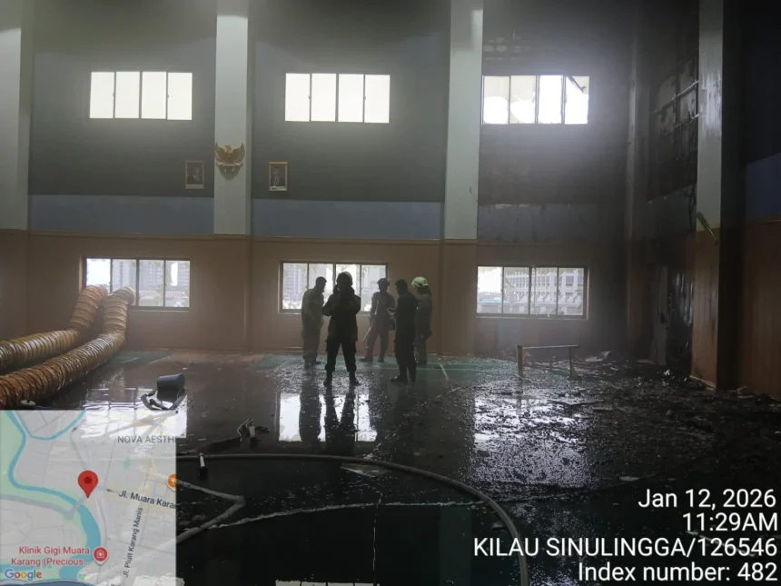 Kondisi Gedung Lantai 5 Sekolah Tzu Chi PIK pasca kebakaran.