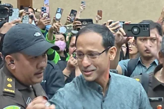 Nadiem Makarim hadir di sidang perdananya kasus korupsi Chromebook di PN Jakarta Pusat.