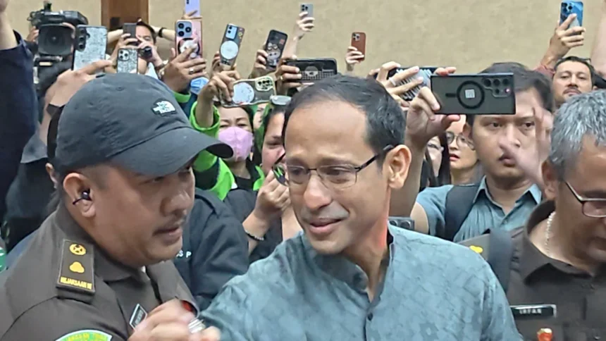 Nadiem Makarim hadir di sidang perdananya kasus korupsi Chromebook di PN Jakarta Pusat.