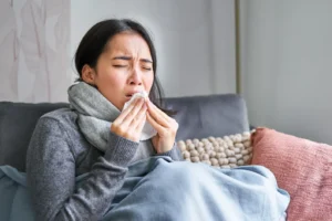 Ilustrasi seorang terserang flu