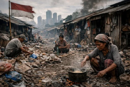 Gambar ilustrasi tentang kemiskinan di Indonesia. (Gambar dibuat oleh AI)